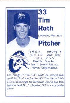 1994 Chillicothe Paints #17 Tim Roth Back