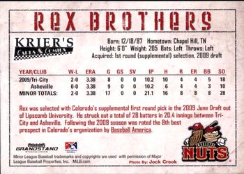 2010 Grandstand Modesto Nuts #NNO Rex Brothers Back