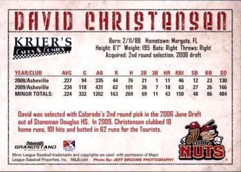 2010 Grandstand Modesto Nuts #NNO David Christensen Back