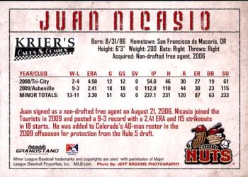 2010 Grandstand Modesto Nuts #NNO Juan Nicasio Back