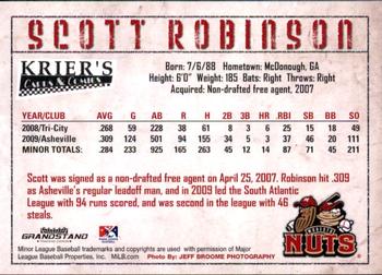 2010 Grandstand Modesto Nuts #NNO Scott Robinson Back