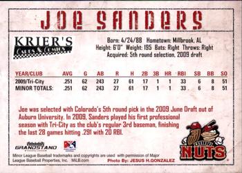 2010 Grandstand Modesto Nuts #NNO Joe Sanders Back