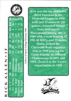 1994 Collect-A-Sport Mobile Baysharks #2 Rick Allen Back
