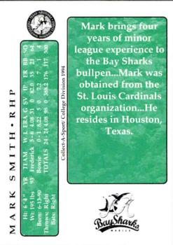 1994 Collect-A-Sport Mobile Baysharks #19 Mark Smith Back
