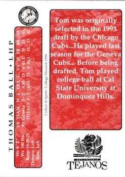 1994 Collect-A-Sport San Antonio Tejanos #3 Thomas Ball Back