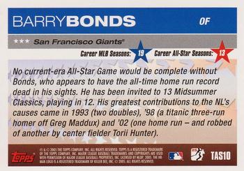 2005 Topps - All-Stars #TAS10 Barry Bonds Back
