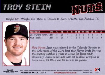 2015 Grandstand Modesto Nuts #NNO Troy Stein Back