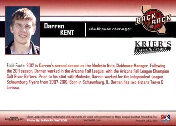 2012 Grandstand Modesto Nuts #NNO Darren Kent Back