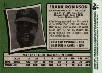 2005 Topps All-Time Fan Favorites #11 Frank Robinson Back