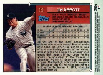 2005 Topps All-Time Fan Favorites #13 Jim Abbott Back