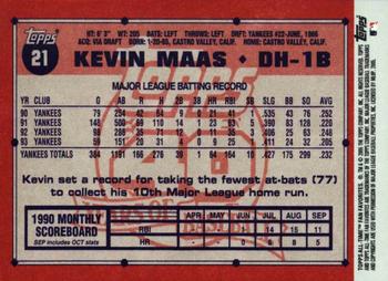 2005 Topps All-Time Fan Favorites #21 Kevin Maas Back