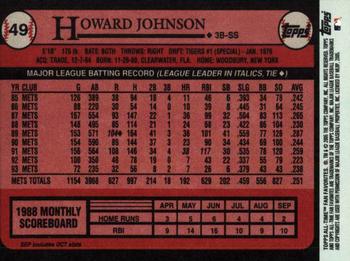 2005 Topps All-Time Fan Favorites #49 Howard Johnson Back