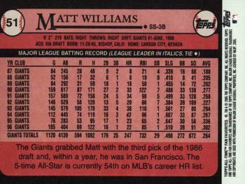 2005 Topps All-Time Fan Favorites #51 Matt Williams Back