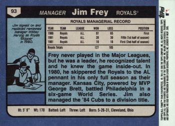 2005 Topps All-Time Fan Favorites #93 Jim Frey Back