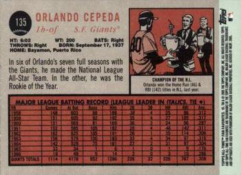 2005 Topps All-Time Fan Favorites #135 Orlando Cepeda Back