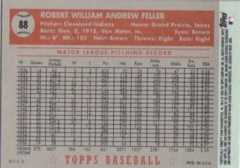2005 Topps All-Time Fan Favorites #88 Bob Feller Back