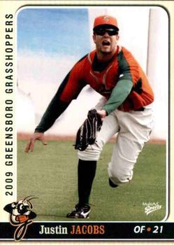 2009 MultiAd Greensboro Grasshoppers #8 Justin Jacobs Front