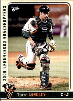 2009 MultiAd Greensboro Grasshoppers #13 Torre Langley Front