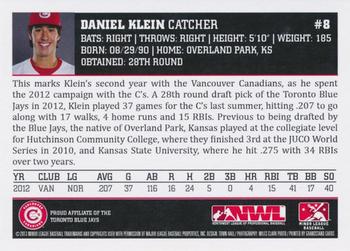 2013 Grandstand Vancouver Canadians #NNO Daniel Klein Back