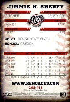 2017 Choice Reno Aces #13 Jimmie Sherfy Back