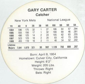 1989 Cadaco Discs - Back Variation #NNO Gary Carter Back