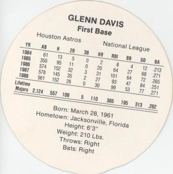 1989 Cadaco Discs - Back Variation #NNO Glenn Davis Back