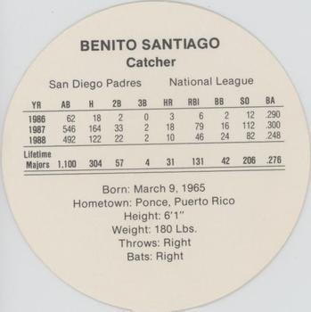 1989 Cadaco Discs - Back Variation #NNO Benito Santiago Back