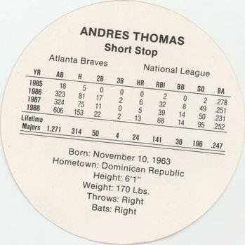 1989 Cadaco Discs - Back Variation #NNO Andres Thomas Back