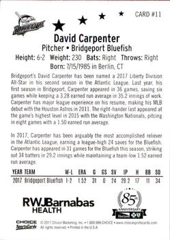 2017 Choice Atlantic League All-Stars #11 David Carpenter Back