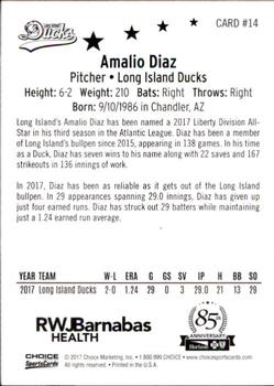 2017 Choice Atlantic League All-Stars #14 Amalio Diaz Back
