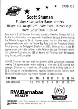 2017 Choice Atlantic League All-Stars #26 Scott Shuman Back