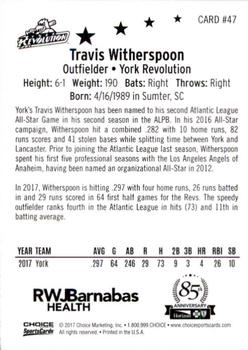 2017 Choice Atlantic League All-Stars #47 Travis Witherspoon Back