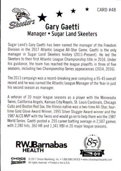 2017 Choice Atlantic League All-Stars #48 Gary Gaetti Back