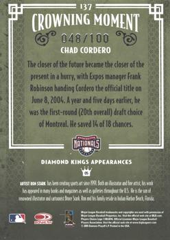 2005 Donruss Diamond Kings - Signature Framed Red #137 Chad Cordero Back