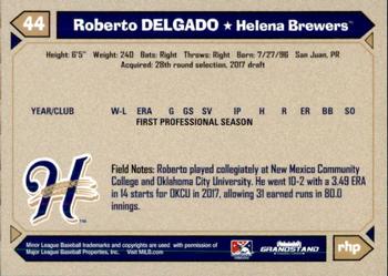 2017 Grandstand Helena Brewers #8 Roberto Delgado Back