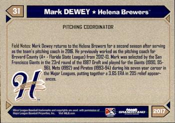 2017 Grandstand Helena Brewers #9 Mark Dewey Back