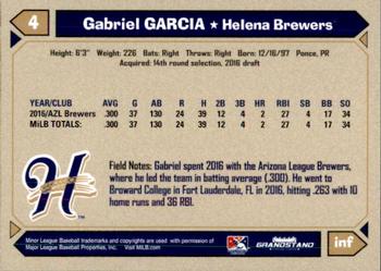 2017 Grandstand Helena Brewers #14 Gabriel Garcia Back