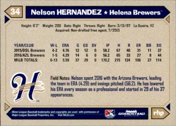 2017 Grandstand Helena Brewers #18 Nelson Hernandez Back