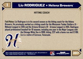 2017 Grandstand Helena Brewers #31 Liu Rodriguez Back