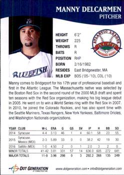 2017 Bridgeport Bluefish #12 Manny Delcarmen Back