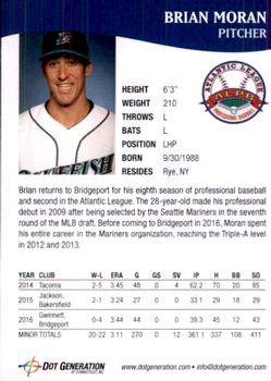 2017 Bridgeport Bluefish #22 Brian Moran Back