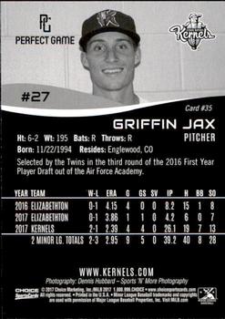 2017 Choice Cedar Rapids Kernels Update #35 Griffin Jax Back