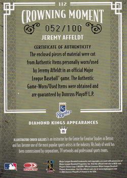 2005 Donruss Diamond Kings - Signature Materials Bronze #112 Jeremy Affeldt Back