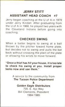 1985 Arizona Wildcats Police #NNO Jerry Stitt Back