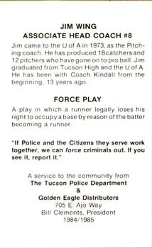 1985 Arizona Wildcats Police #NNO Jim Wing Back