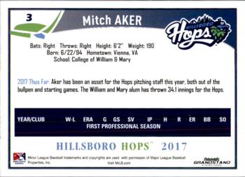 2017 Grandstand Hillsboro Hops #NNO Mitch Aker Back