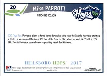 2017 Grandstand Hillsboro Hops #NNO Mike Parrott Back