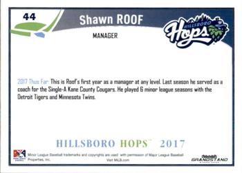 2017 Grandstand Hillsboro Hops #NNO Shawn Roof Back