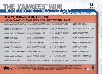 2019 Topps #14 The Yankees Win! Back