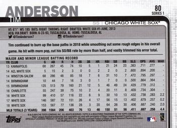 2019 Topps #80 Tim Anderson Back